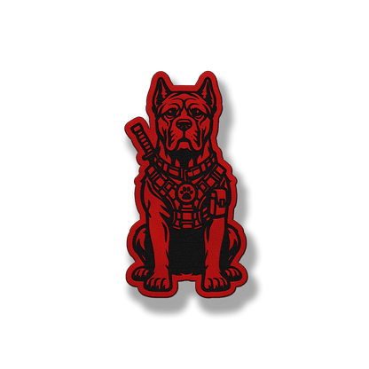 Tactical Cane Corso dog patch in classic red leatherette