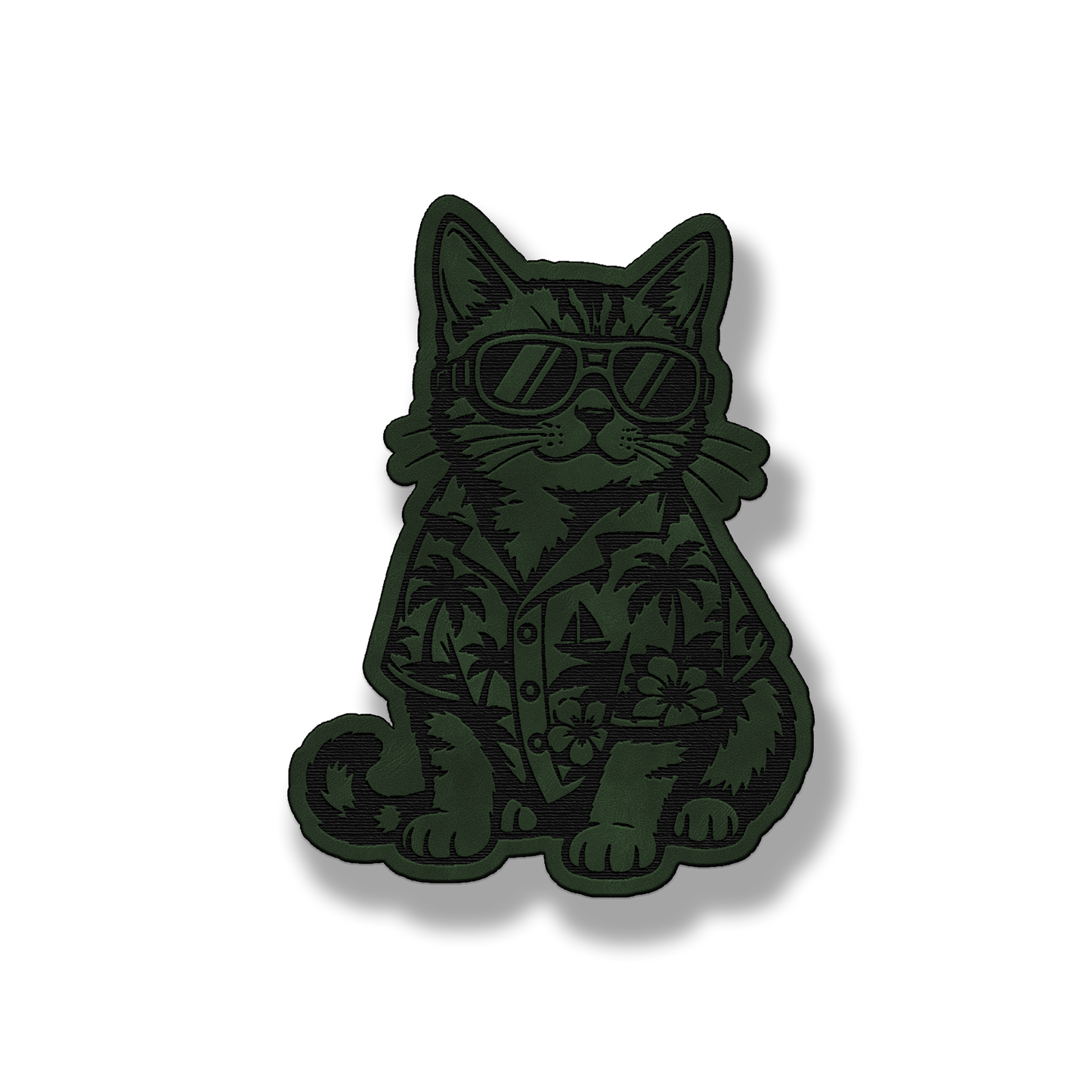 Beach Cat patch in saddle green leatherette