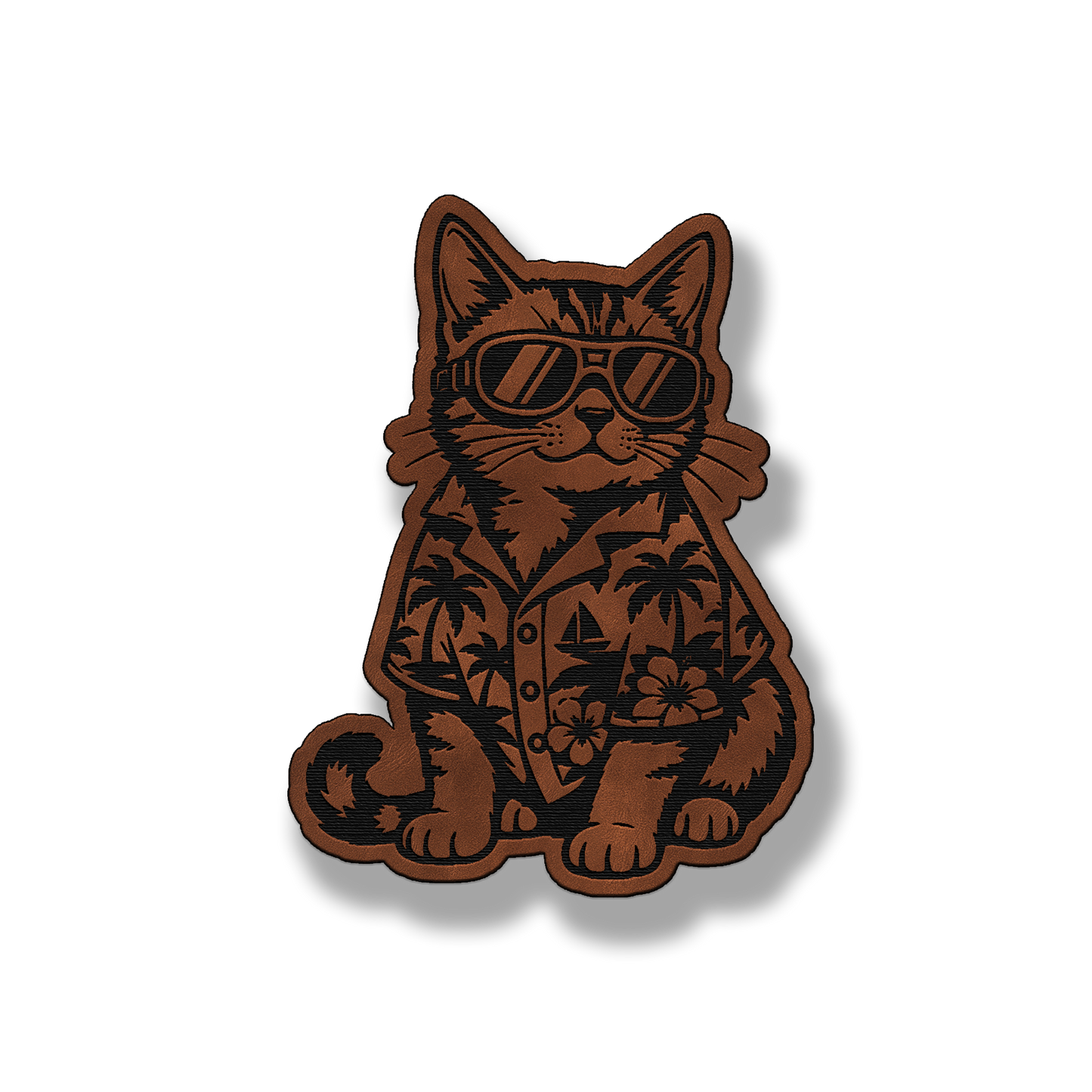 Beach Cat leatherette morale patch in saddle chestnut