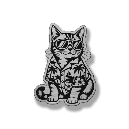 Beach Cat patch in silver acrylic