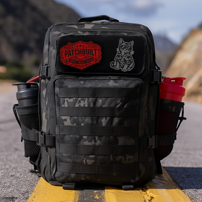 Beach Cat patch mounted on a tactical backpack