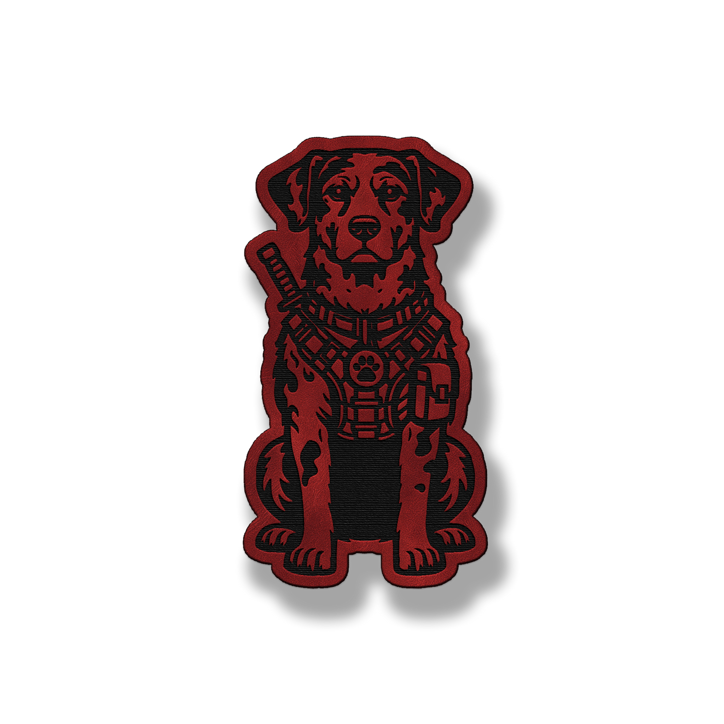 Tactical Catahoula Leopard dog patch in saddle red leatherette