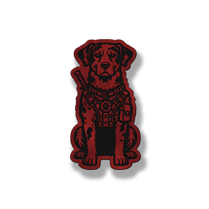 Tactical Catahoula Leopard dog patch in saddle red leatherette