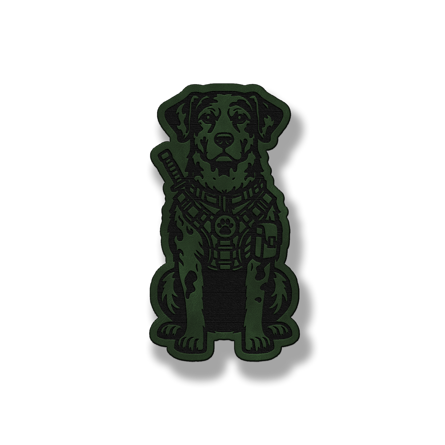 Tactical Catahoula Leopard dog patch in saddle green leatherette