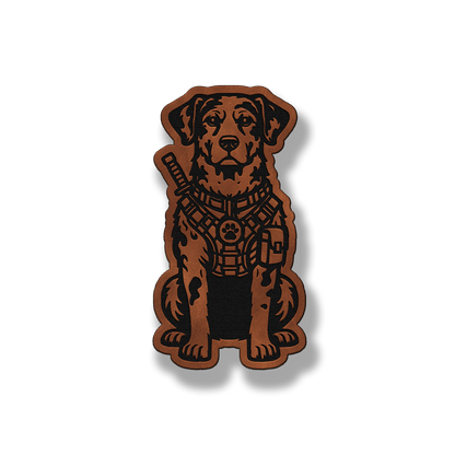 Tactical Catahoula Leopard dog leatherette morale patch in saddle chestnut
