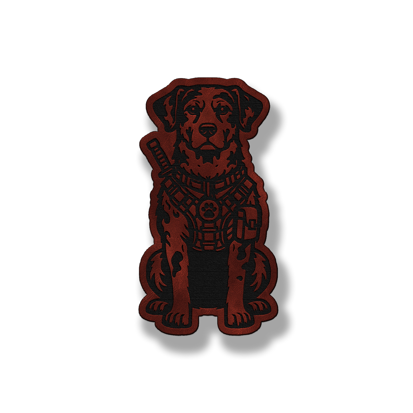 Tactical Catahoula Leopard dog patch in saddle dark brown leatherette