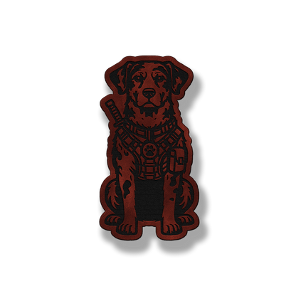 Tactical Catahoula Leopard dog patch in saddle dark brown leatherette