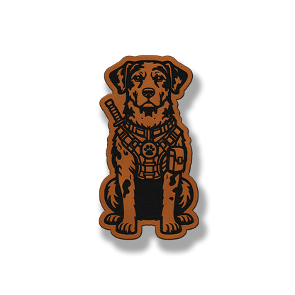 Tactical Catahoula Leopard dog patch in classic chestnut brown leatherette
