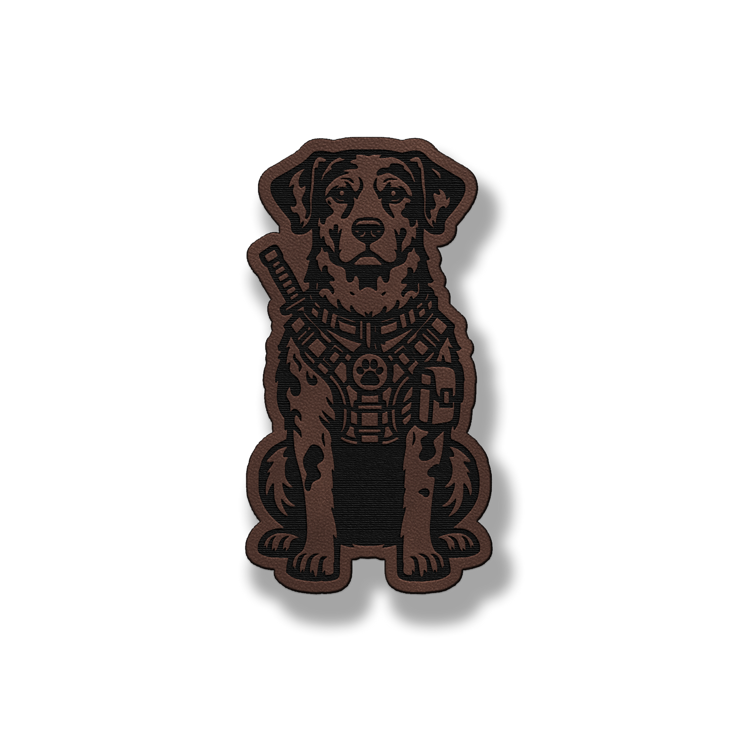 Tactical Catahoula Leopard dog patch in classic light brown leatherette