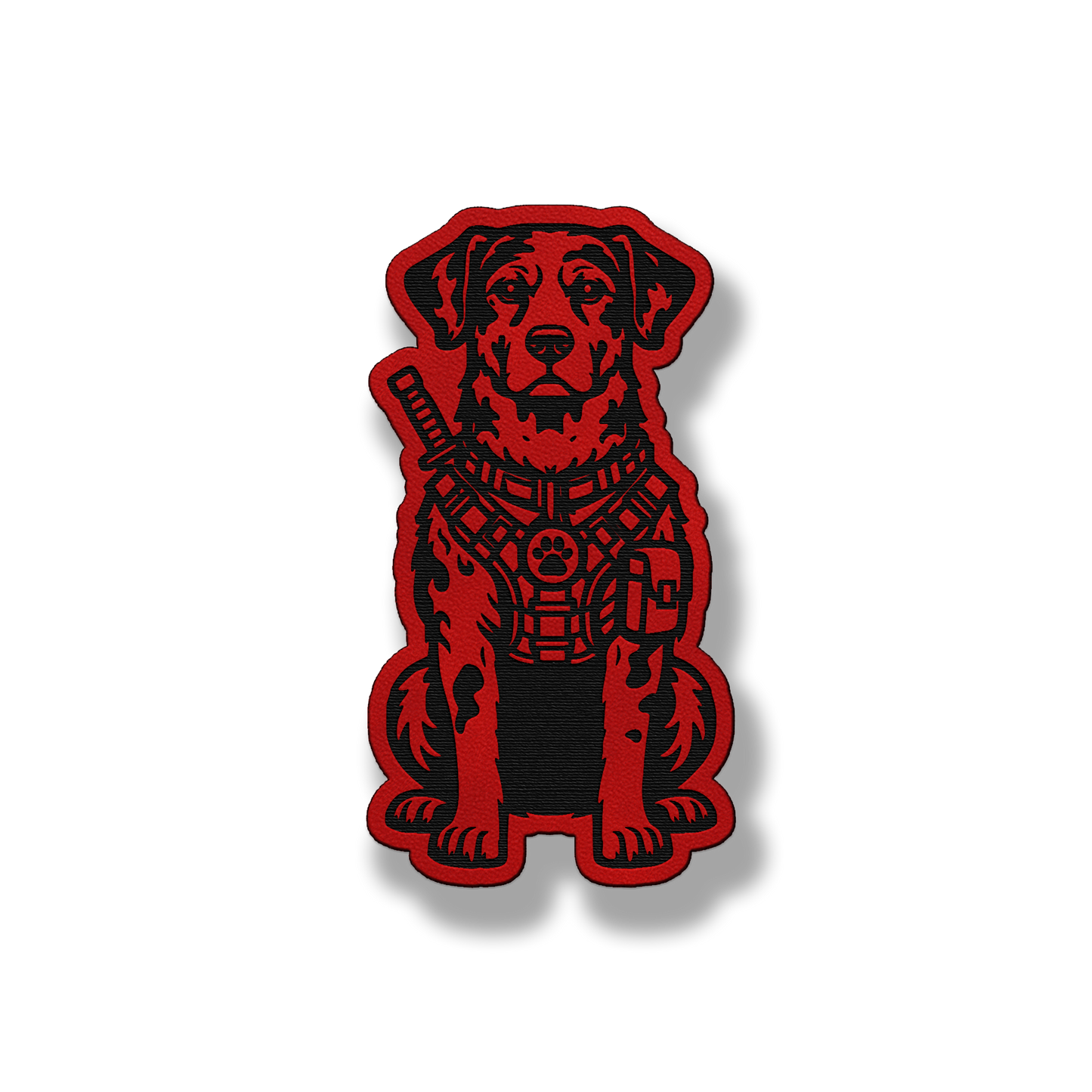 Tactical Catahoula Leopard dog patch in classic red leatherette