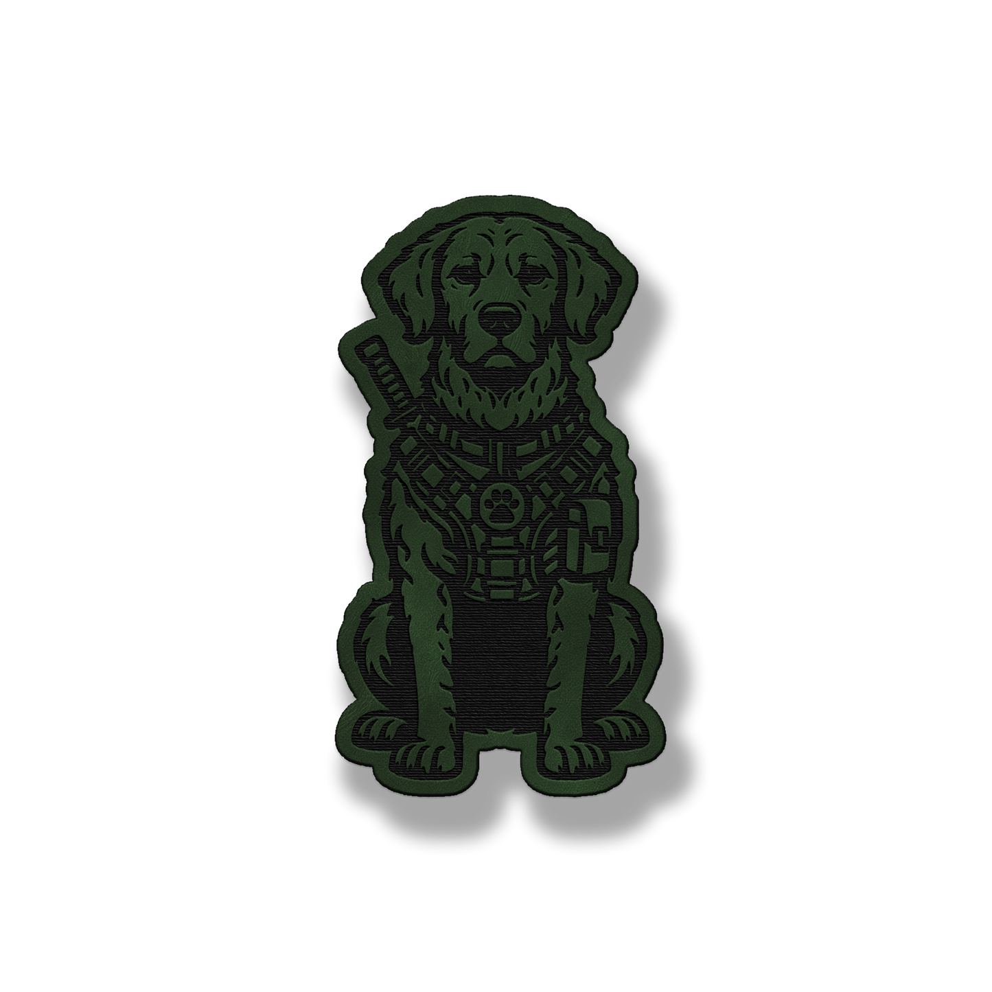 Tactical Chesapeake Bay Retriever dog patch in saddle green leatherette