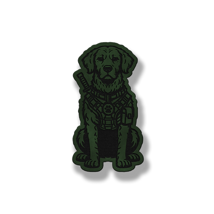 Tactical Chesapeake Bay Retriever dog patch in saddle green leatherette