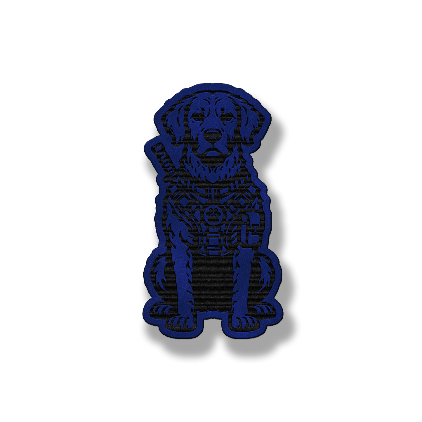 Tactical Chesapeake Bay Retriever dog patch in saddle blue leatherette