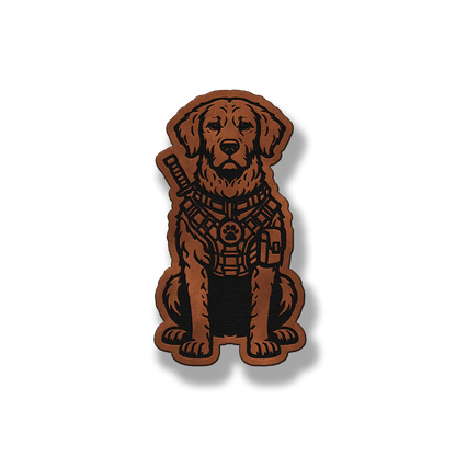 Tactical Chesapeake Bay Retriever dog leatherette morale patch in saddle chestnut