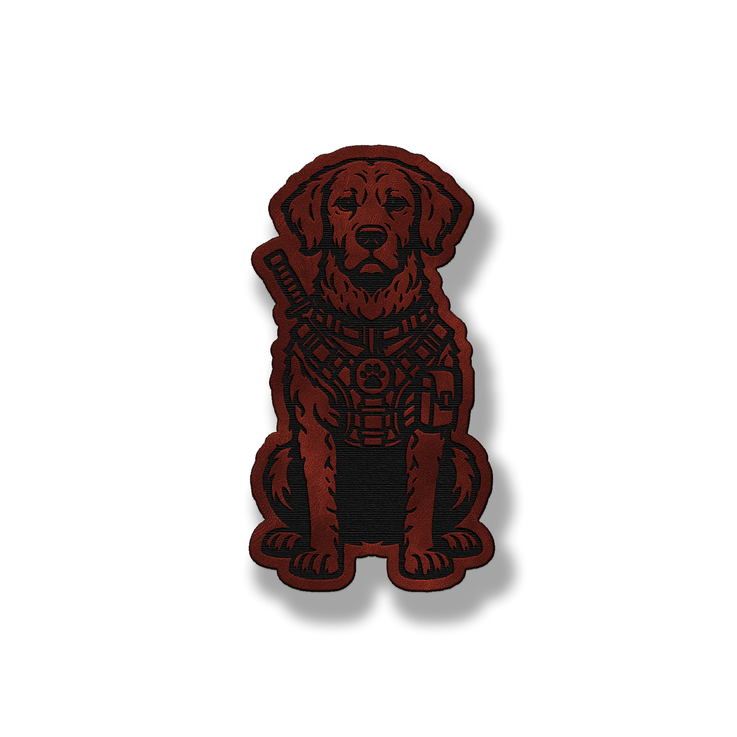 Tactical Chesapeake Bay Retriever dog patch in saddle dark brown leatherette