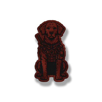 Tactical Chesapeake Bay Retriever dog patch in saddle dark brown leatherette