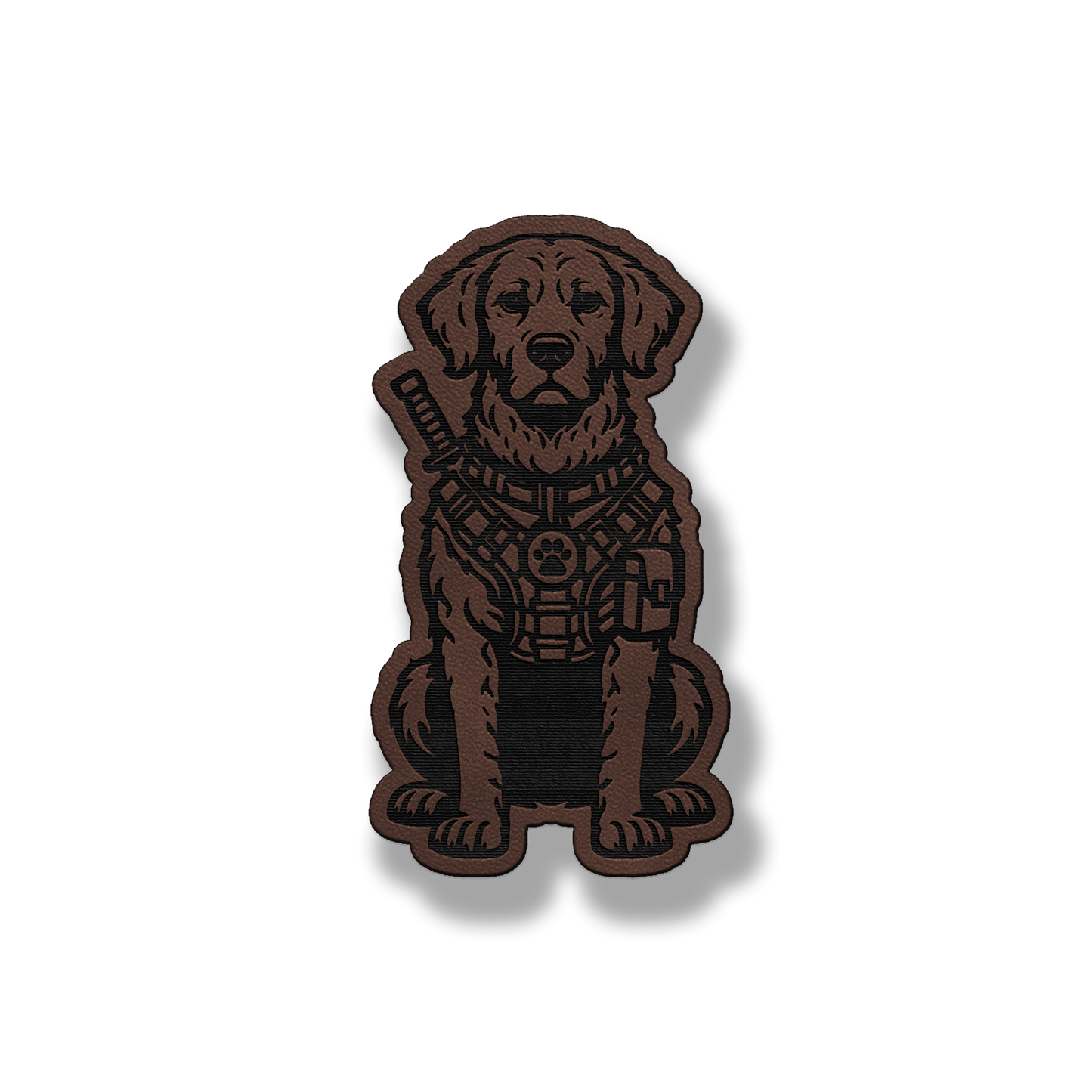 Tactical Chesapeake Bay Retriever dog patch in classic light brown leatherette