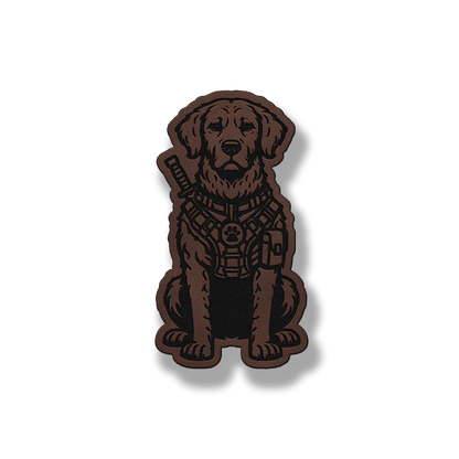 Tactical Chesapeake Bay Retriever dog patch in classic light brown leatherette