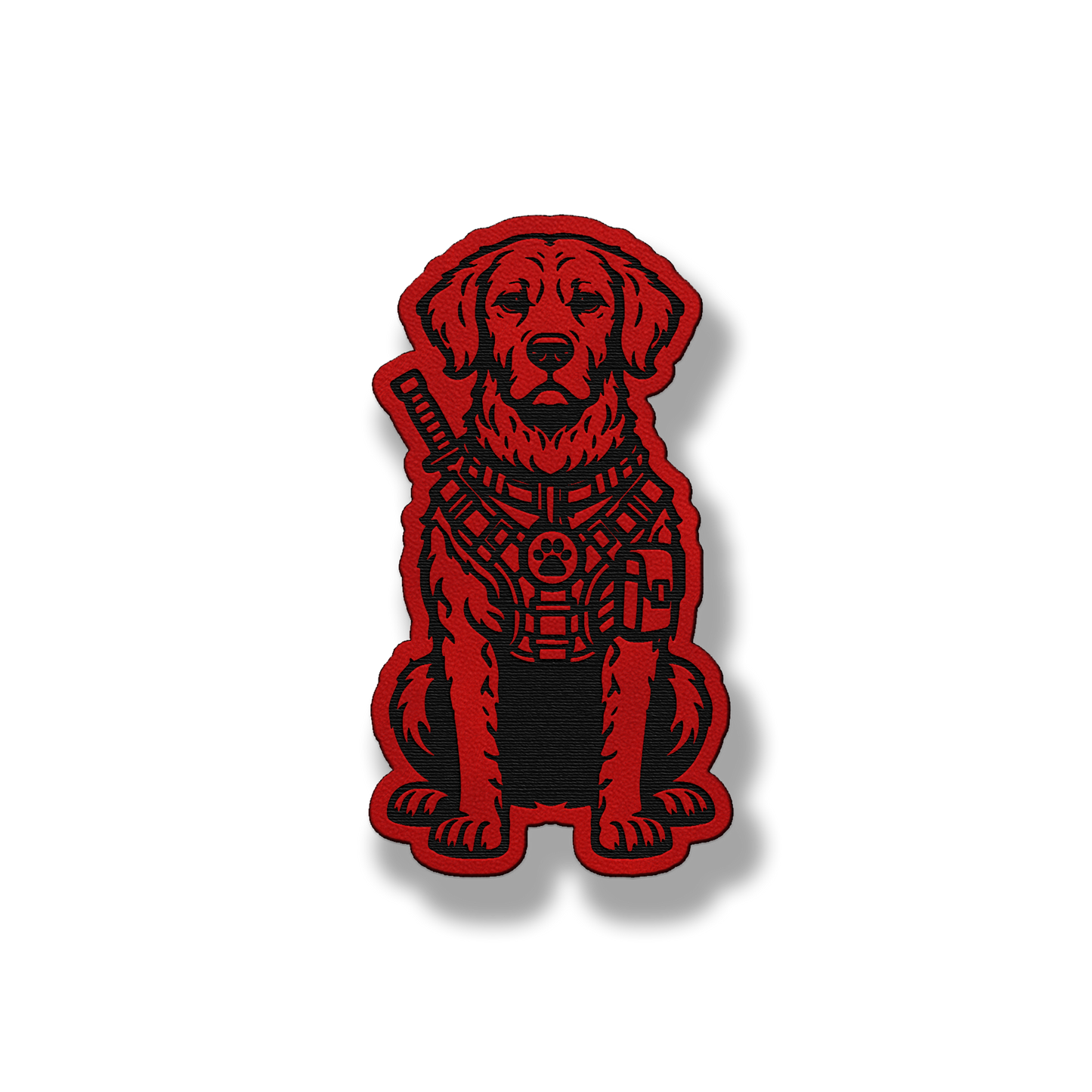 Tactical Chesapeake Bay Retriever dog patch in classic red leatherette