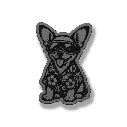 Beach Chihuahua dog patch in classic gray leatherette