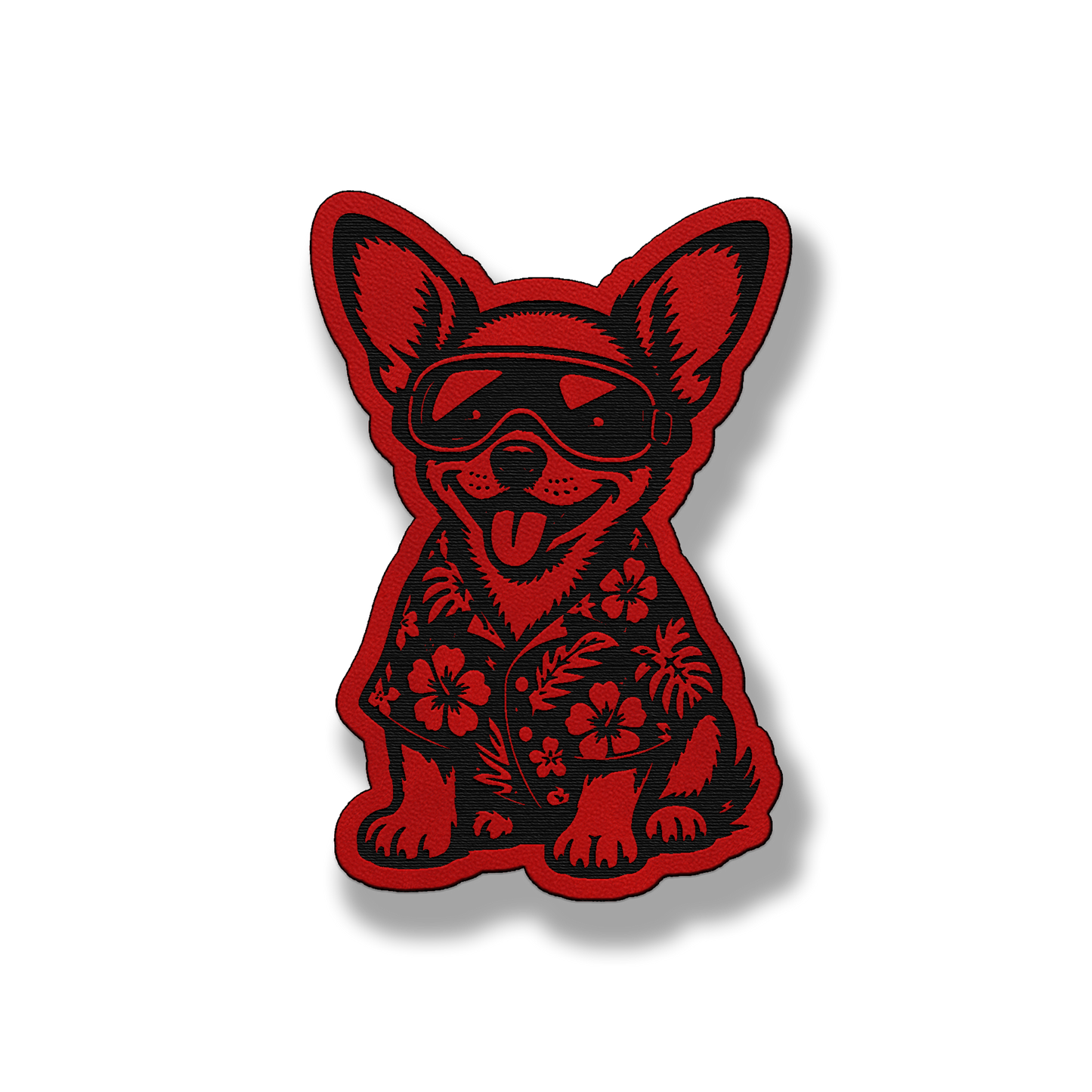 Beach Chihuahua dog patch in classic red leatherette