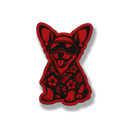 Beach Chihuahua dog patch in classic red leatherette