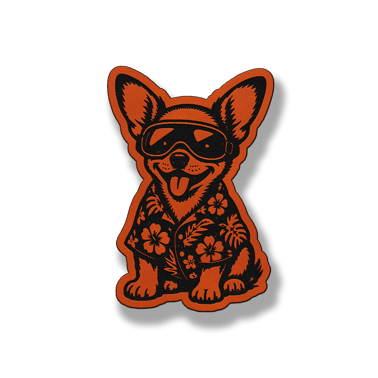 Beach Chihuahua dog patch in classic orange leatherette
