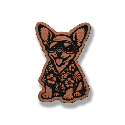 Beach Chihuahua dog patch in copper acrylic