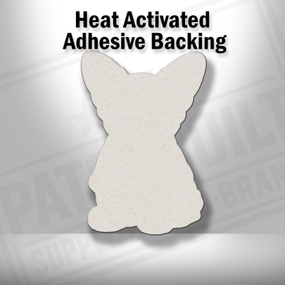 Heat-activated adhesive backing shown on Beach Chihuahua patch