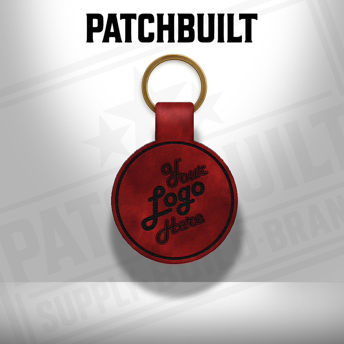Custom Engraved Leatherette Keychain - Add Your Logo