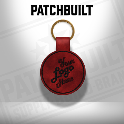 Custom Engraved Leatherette Keychain - Add Your Logo