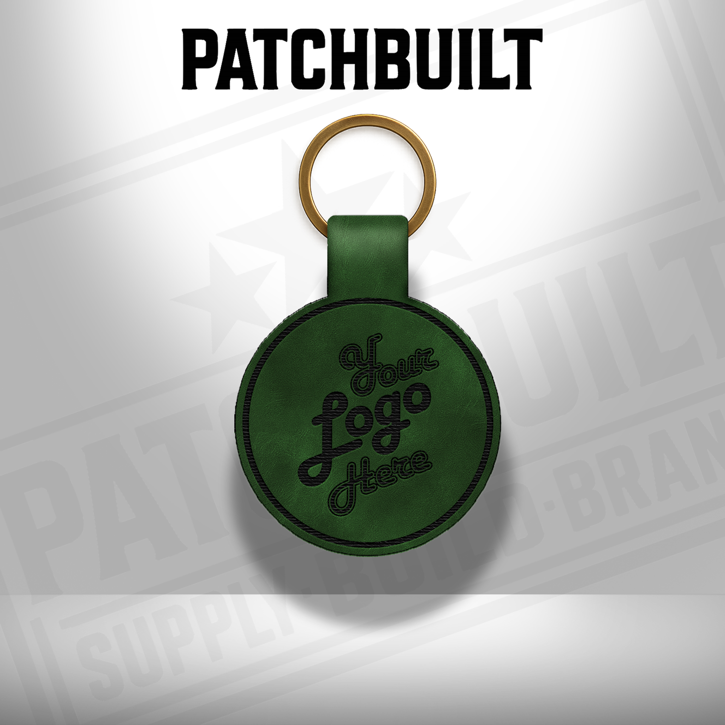 Custom Engraved Leatherette Keychain - Add Your Logo