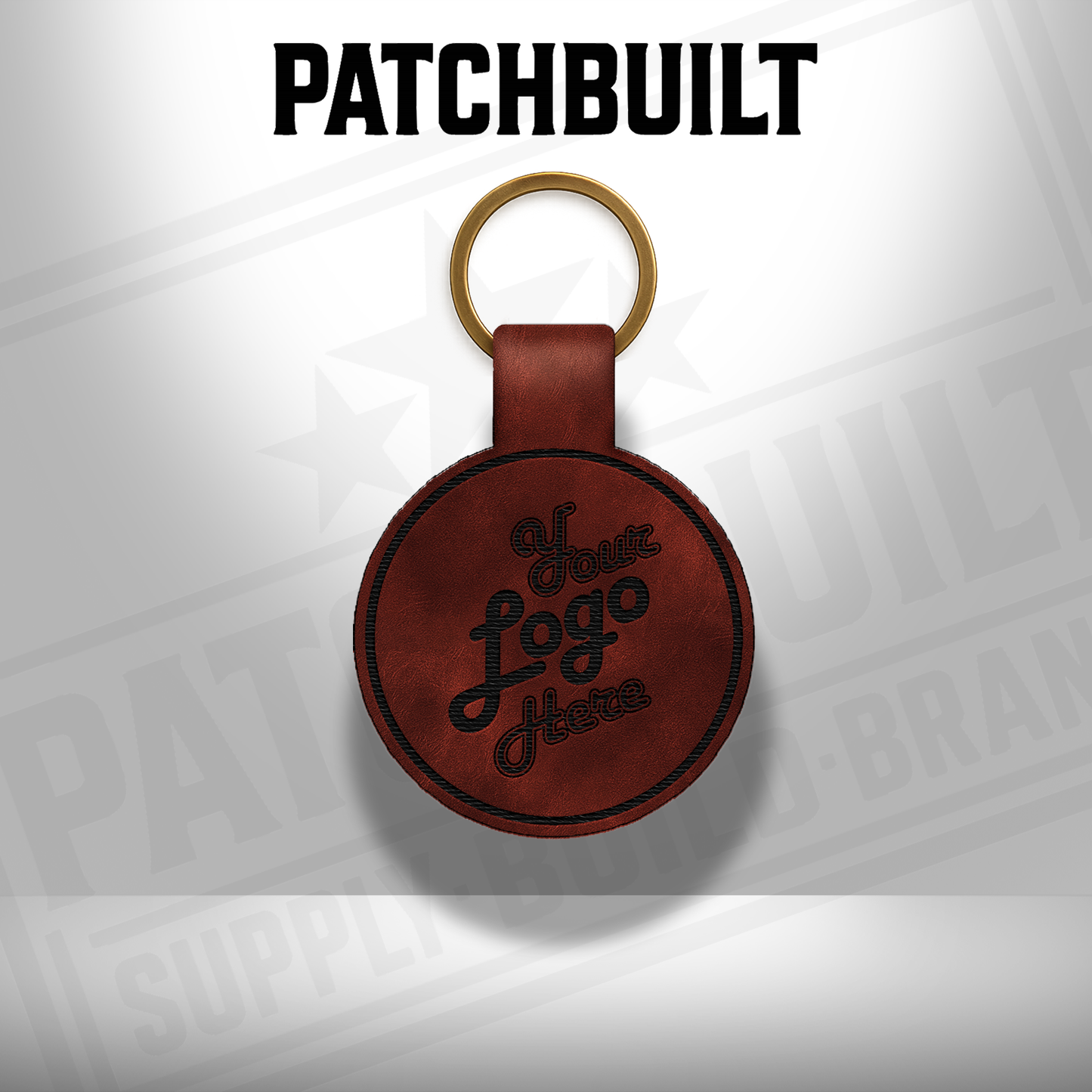 Custom Engraved Leatherette Keychain - Add Your Logo