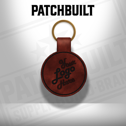 Custom Engraved Leatherette Keychain - Add Your Logo