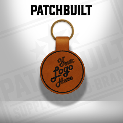 Custom Engraved Leatherette Keychain - Add Your Logo