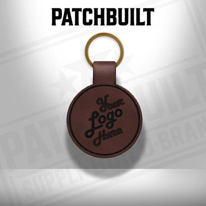Custom Engraved Leatherette Keychain - Add Your Logo