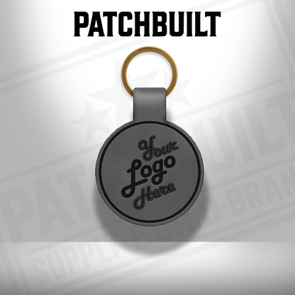 Custom Engraved Leatherette Keychain - Add Your Logo