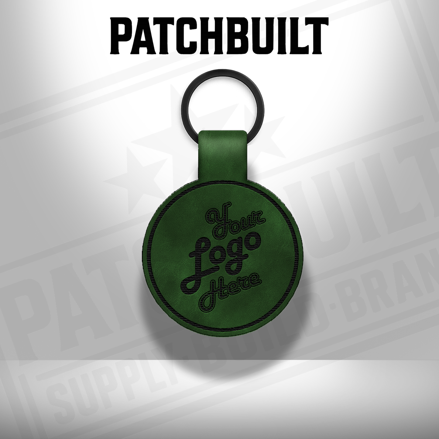 Custom Engraved Leatherette Keychain - Add Your Logo