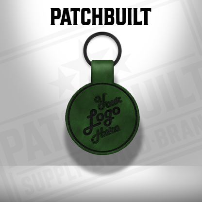 Custom Engraved Leatherette Keychain - Add Your Logo