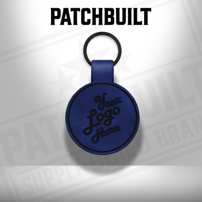 Custom Engraved Leatherette Keychain - Add Your Logo
