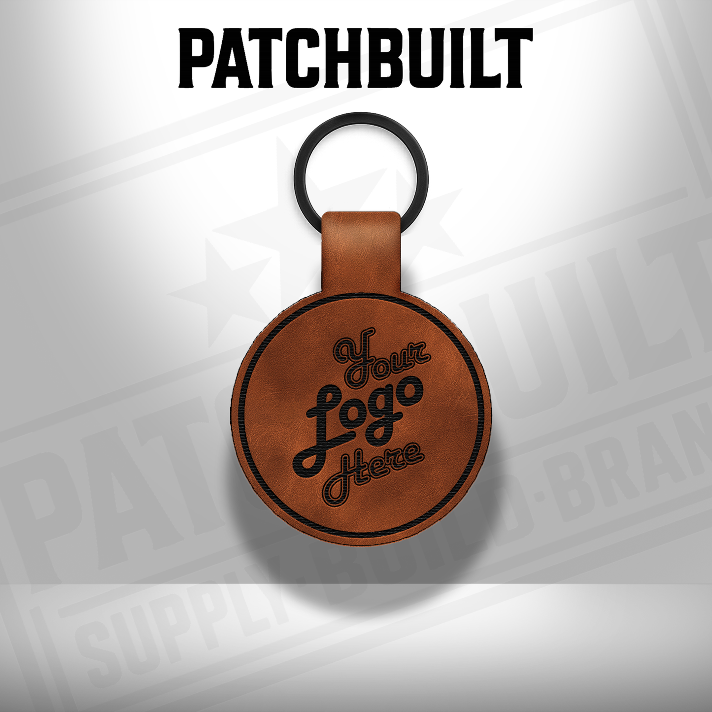 Custom Engraved Leatherette Keychain - Add Your Logo