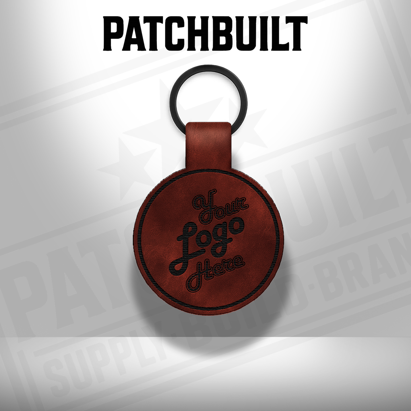 Custom Engraved Leatherette Keychain - Add Your Logo