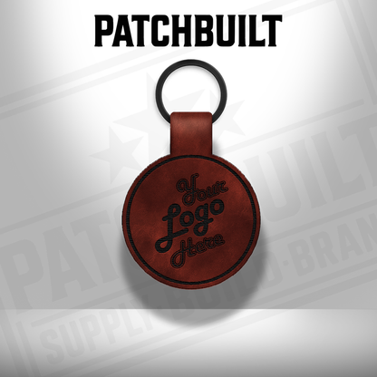 Custom Engraved Leatherette Keychain - Add Your Logo