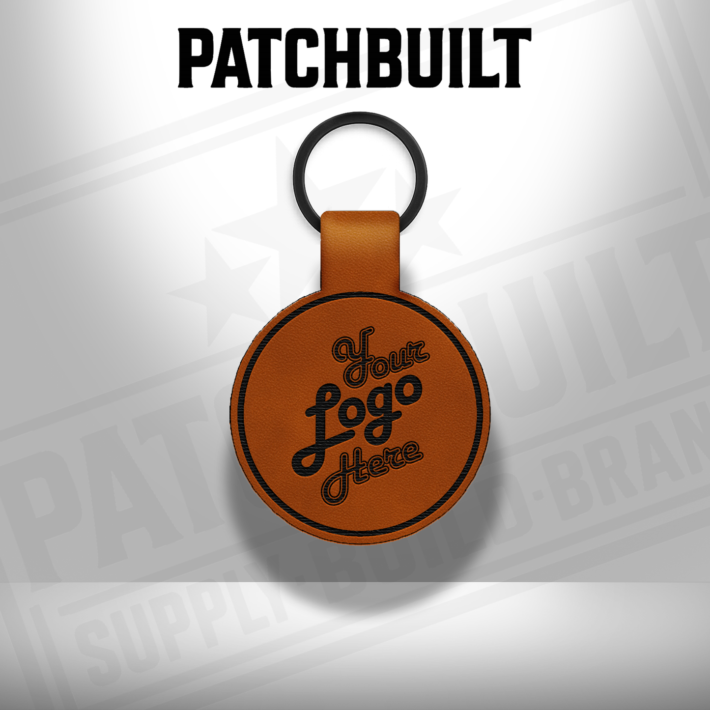 Custom Engraved Leatherette Keychain - Add Your Logo
