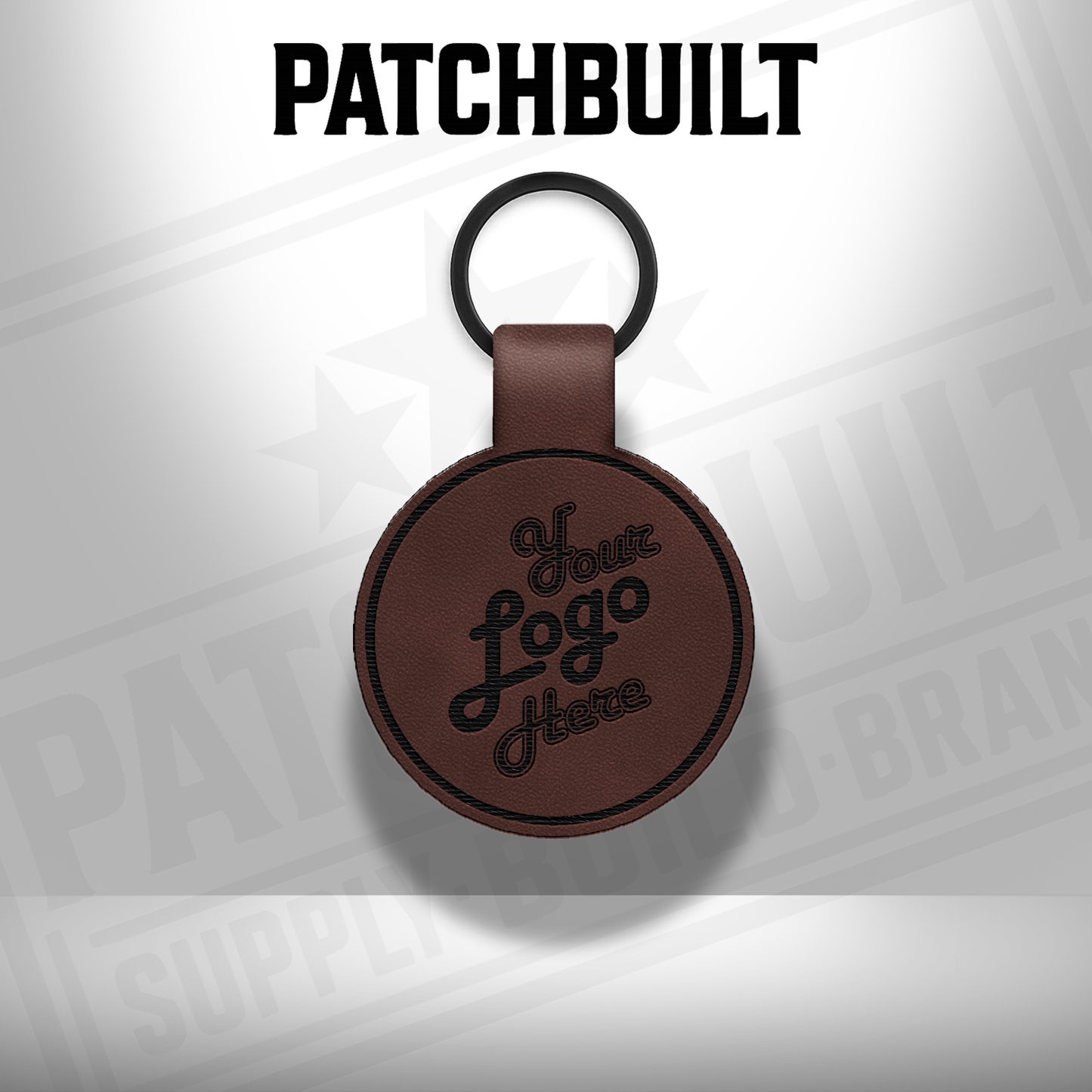 Custom Engraved Leatherette Keychain - Add Your Logo