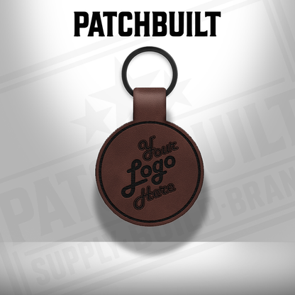 Custom Engraved Leatherette Keychain - Add Your Logo