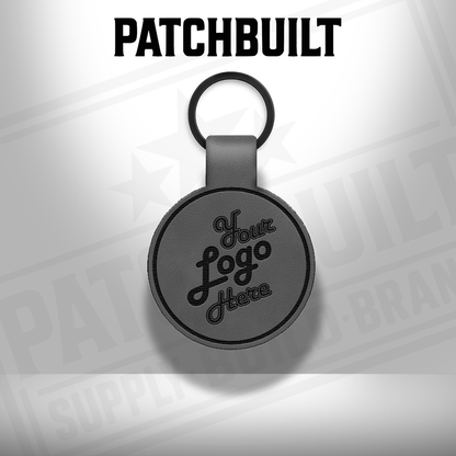 Custom Engraved Leatherette Keychain - Add Your Logo