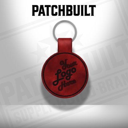 Custom Engraved Leatherette Keychain - Add Your Logo