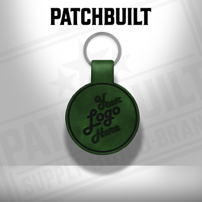 Custom Engraved Leatherette Keychain - Add Your Logo
