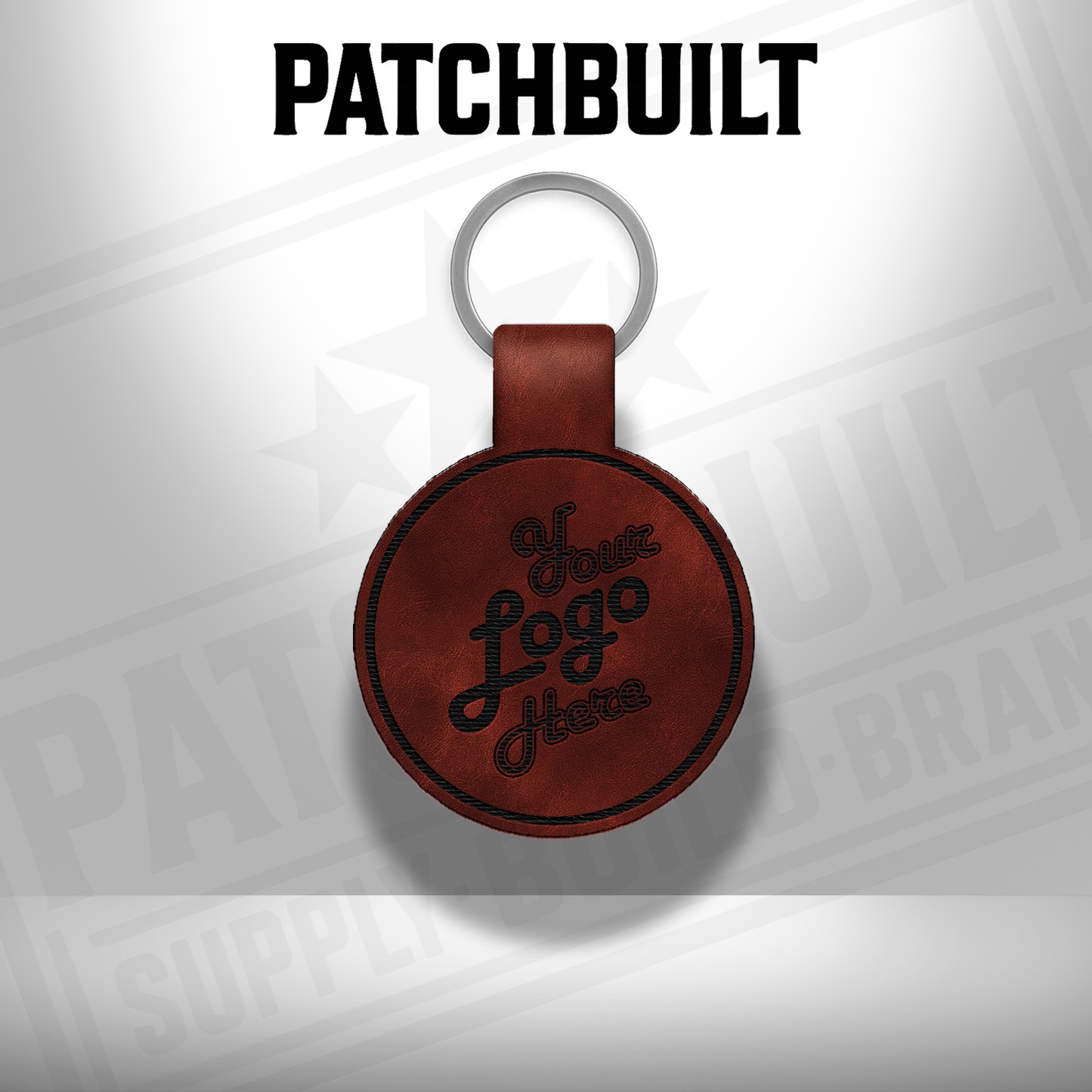 Custom Engraved Leatherette Keychain - Add Your Logo
